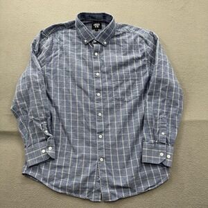 Under 5'10 Shirt Mens Large Blue Plaid Flannel Long‎ Sleeve Button Up Casual